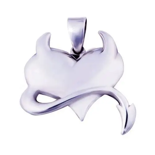 Biżuteria e-shop Lśniący srebrny wisiorek 925 - serce z zawiniętym ogonkiem i różkami