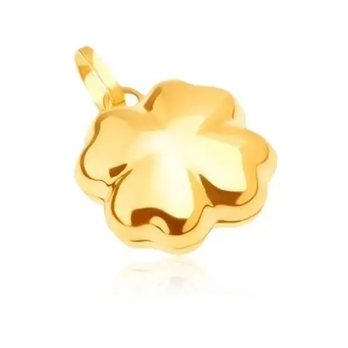 Lśniący złoty wisiorek 585 - trójwymiarowa czterolistna koniczynka na szczęście Biżuteria e-shop