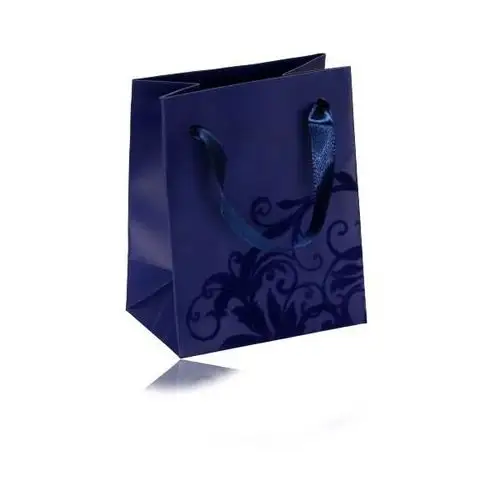 Biżuteria e-shop Mała papierowa torebeczka na prezent, matowa powierzchnia w niebieskim odcieniu, aksamitna ozdoba