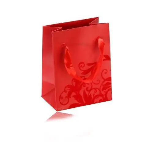 Mała papierowa torebeczka na prezenty, matowa powierzchnia w czerwonym odcieniu, aksamitna ozdoba, Y26.18