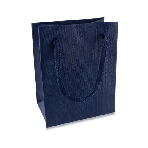 Biżuteria e-shop Mała upominkowa torebka z papieru - ciemnoniebieska, wzór w kratkę, matowa