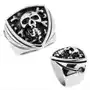 Biżuteria e-shop Masywny pierścień, stal chirurgiczna, herb z czaszką, lśniąca pokryta patyną powierzchnia - rozmiar: 56 Sklep