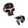 Biżuteria e-shop Masywny pierścień ze stali 316l, patynowana czaszka, kropki, czerwona oczy - rozmiar: 63 Sklep