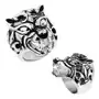 Biżuteria e-shop Masywny pierścień ze stali 316l, wypukły patynowany wilk, fleur de lis - rozmiar: 67 Sklep