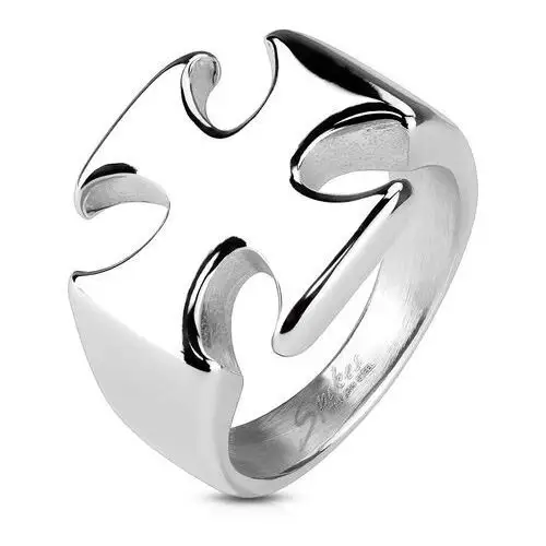 Biżuteria e-shop Masywny pierścień ze stali chirurgicznej, gładki błyszczący krzyż maltański - rozmiar: 61