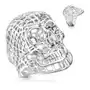 Masywny stalowy pierścionek w srebrnym kolorze, siatkowana czaszka - Rozmiar: 65, kolor szary Sklep