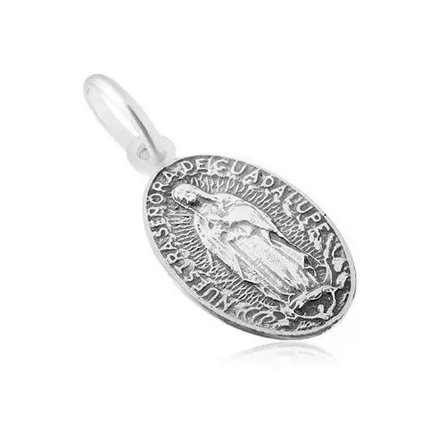 Matowy owalny medalik z Maryją Panną, ze srebra 925