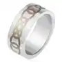 Matowy stalowy pierścionek srebrnego koloru, szary ornament z zarysów łez - Rozmiar: 61, BB2.7 Sklep