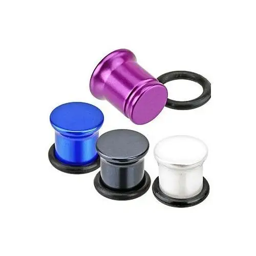Metaliczny plug do ucha z akrylu - perłowe kolory - szerokość: 3 mm, kolor: fioletowy Biżuteria e-shop