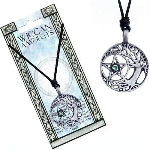 Biżuteria e-shop Naszyjnik - czarny sznurek i stalowe drzewo druidów, pentagram