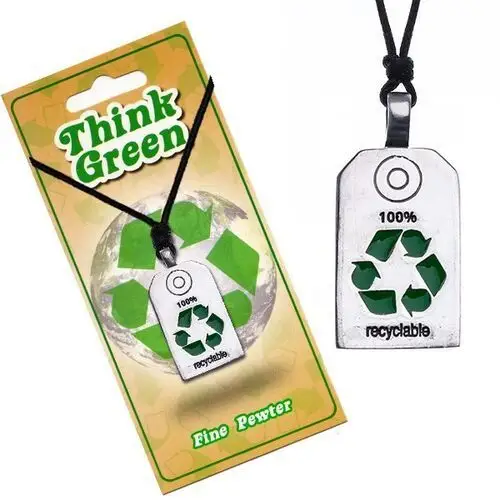 Naszyjnik eko - lśniąca wstawka z symbolem recyklacji Biżuteria e-shop