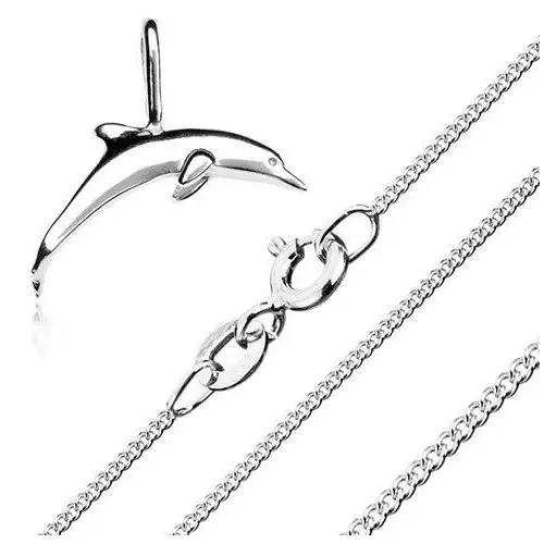 Biżuteria e-shop Naszyjnik - łańcuszek z drobnych ogniw i wisiorek w postaci delfina, srebro 925