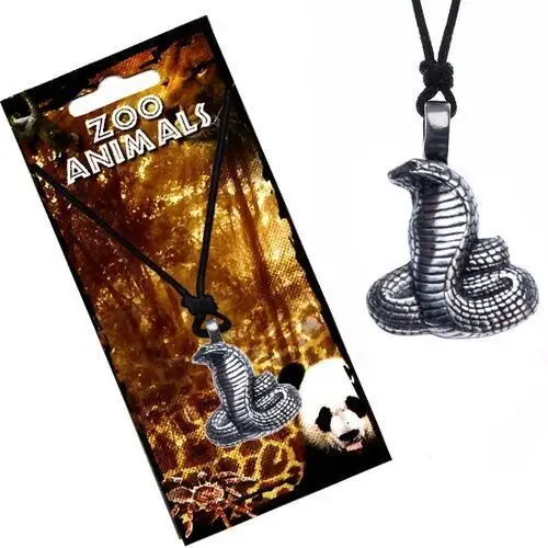 Naszyjnik na sznurku, patynowany wisiorek kobra z rowkami Biżuteria e-shop