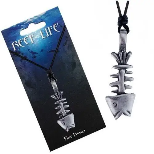 Naszyjnik - sznurek i metalowa zawieszka, patynowany szkielet ryby Biżuteria e-shop