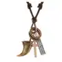 Naszyjnik - sznurek ze sztucznej skóry z zawieszkami, zwierzęcy ząb, krzyż, blaszka i kółka Biżuteria e-shop Sklep