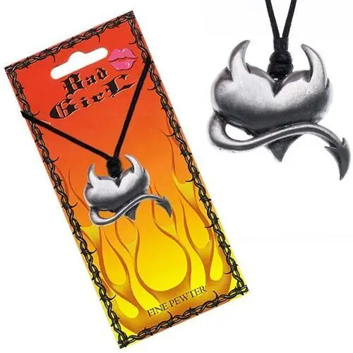 Naszyjnik sznurkowy z lśniącym diabelskim sercem Biżuteria e-shop