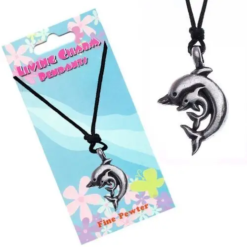 Naszyjnik sznurkowy z zawieszką, dwa delfiny Biżuteria e-shop