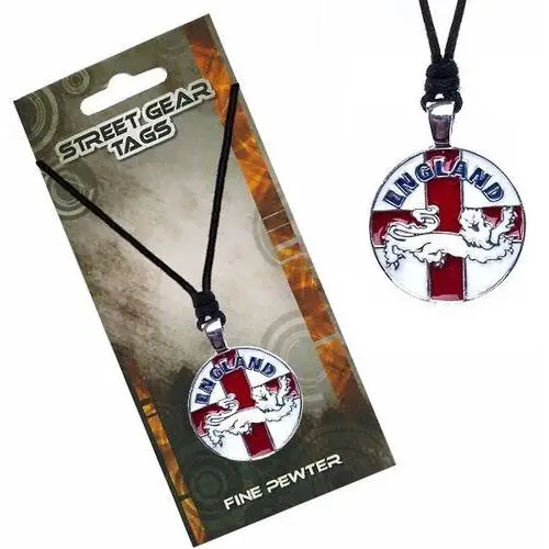 Biżuteria e-shop Naszyjnik sznurkowy z zawieszką, flaga angielska z lwem