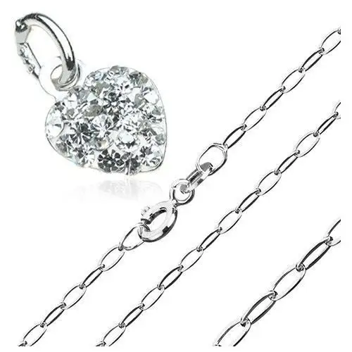 Naszyjnik ze srebra 925 - cyrkoniowe serduszko na łańcuszku z podłużnych ogniw Biżuteria e-shop