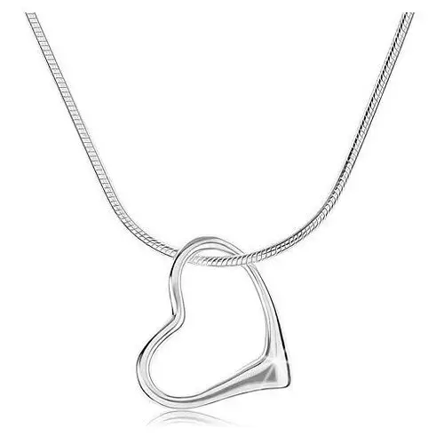 Biżuteria e-shop Naszyjnik ze srebra 925, gruby łańcuszek - żmijka, zarys niesymetrycznego serca