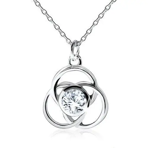 Biżuteria e-shop Naszyjnik ze srebra 925, lśniący zarys kwiatu, okrągłe płatki, cyrkonia