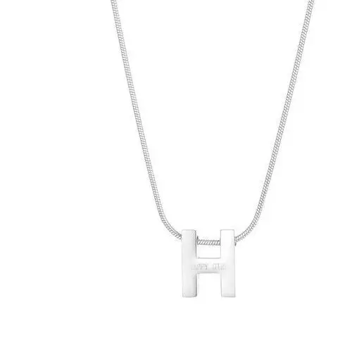 Naszyjnik ze stali 316L - litera H z napisem "HAPPY GIRL" - wesoła dziewczynka, łańcuszek z wężowym wzorem