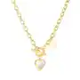 Biżuteria e-shop Naszyjnik ze stali 316l - serce z perłą, lśniące kółko, złoty kolor Sklep
