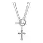 Biżuteria e-shop Naszyjnik ze stali 316l srebrnego koloru - krzyż w kształcie koniczyny z nacięciami, podwójny łańcuszek Sklep