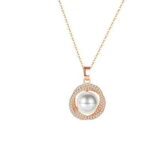 Biżuteria e-shop Naszyjnik ze stali - skrzyżowane cyrkoniowe obręcze, biała syntetyczna perła