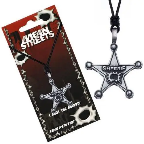 Naszyjnik ze sznurkiem, metalowa odznaka, gwiazda, napis sherrif Biżuteria e-shop