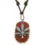 Naszyjnik ze sztucznej skóry, zawieszki - liść marihuany i brązowy owal z krążkami Biżuteria e-shop Sklep