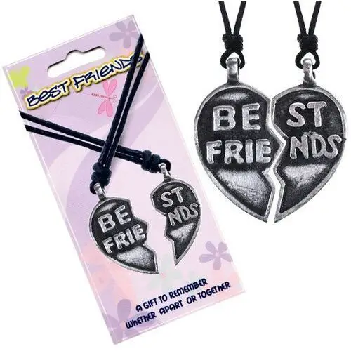Biżuteria e-shop Naszyjniki best friends- przełamane serce, napis "best friends"