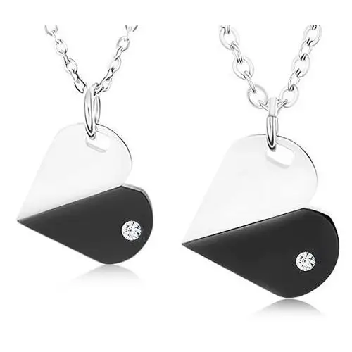 Biżuteria e-shop Naszyjniki dla dwojga ze stali chirurgicznej, serduszka w dwukolorowej tonacji