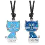Naszyjniki sznurkowe, jasnoniebieski i ciemnoniebieski kotek, emalia, napis best friend Biżuteria e-shop Sklep