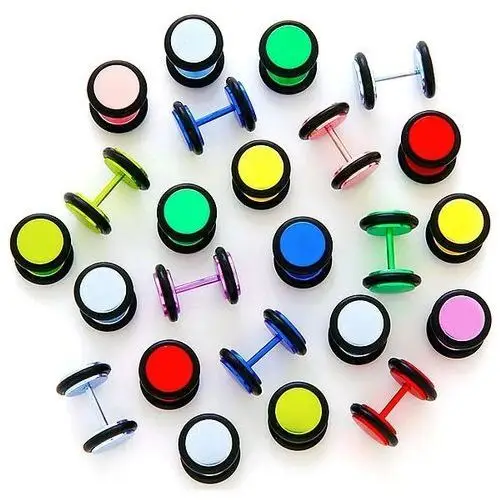 Neonowy fake plug anodyzowany z gumkami - kolor kolczyka: fioletowy Biżuteria e-shop
