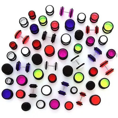 Neonowy fake plug - różne rozmiary - rozmiar główki: 12 mm, kolor kolczyka: przeźroczysty Biżuteria e-shop