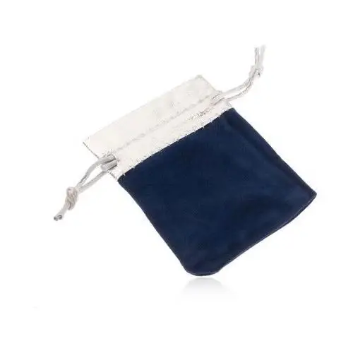 Biżuteria e-shop Niebieski upominkowy woreczek z aksamitu, górna część w srebrnym odcieniu