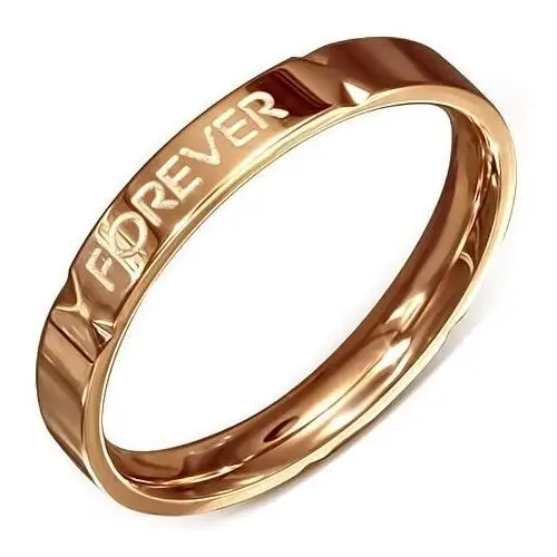 Obrączka w kolorze różowego złota - stalowa, "Forever Love" - Rozmiar: 51