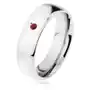Biżuteria e-shop Obrączka z chirurgicznej stali, srebrny kolor, szerokie obłe ramiona, czerwona cyrkonia - rozmiar: 55 Sklep