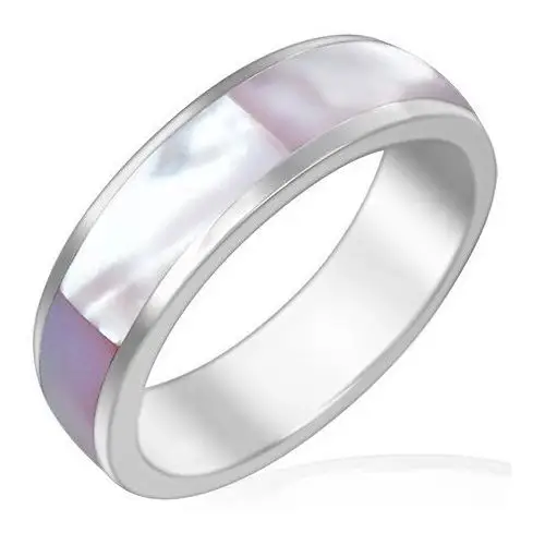 Obrączka z lśniącej stali w perłowym różowym odcieniu - rozmiar: 52 Biżuteria e-shop