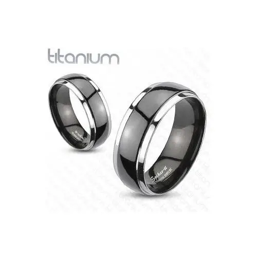 Obrączka z tytanu - czarno srebrna - rozmiar: 60 Biżuteria e-shop