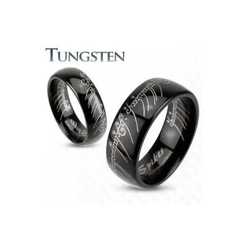 Obrączka z wolframu - gładka czarna, władca pierścieni, 6 mm - rozmiar: 52 Biżuteria e-shop