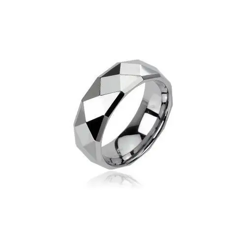 Biżuteria e-shop Obrączka z wolframu o lśniącej wyszlifowanej powierzchni srebrnego koloru, 8 mm - rozmiar: 52