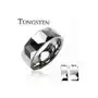 Obrączka z wolframu srebrnego koloru, geometrycznie wyszlifowana powierzchnia, 6 mm - rozmiar: 67 Biżuteria e-shop Sklep
