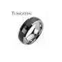 Obrączka z wolframu w stylu disco - czarny środek, srebrne krawędzie - rozmiar: 67 Biżuteria e-shop Sklep