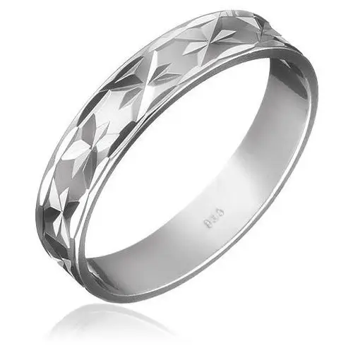 Biżuteria e-shop Obrączka ze srebra 925 - na obwodzie wygrawerowane promienie - rozmiar: 60