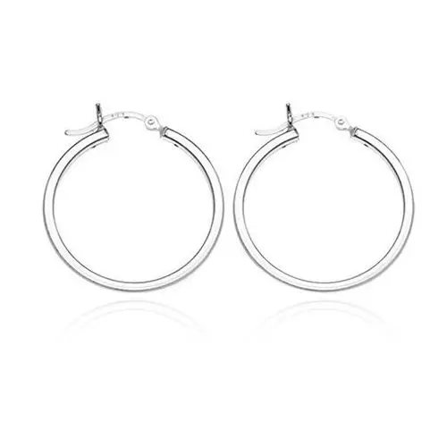 Okrągłe kolczyki srebrne 925 - lśniące, przekrój kwadratowy, 16 mm Biżuteria e-shop