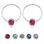 Biżuteria e-shop Okrągłe kolczyki, srebro 925, kolorowa cyrkonia w okrągłej obwódce - kolor: różowy Sklep