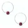 Okrągłe kolczyki ze srebra 925, fioletowy kwiatek, okrągły kryształ swarovski Biżuteria e-shop Sklep