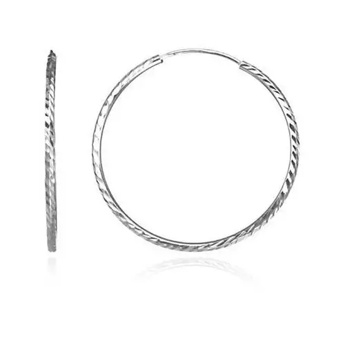 Okrągłe kolczyki ze srebra 925 - grawerowane ziarenka, 40 mm Biżuteria e-shop